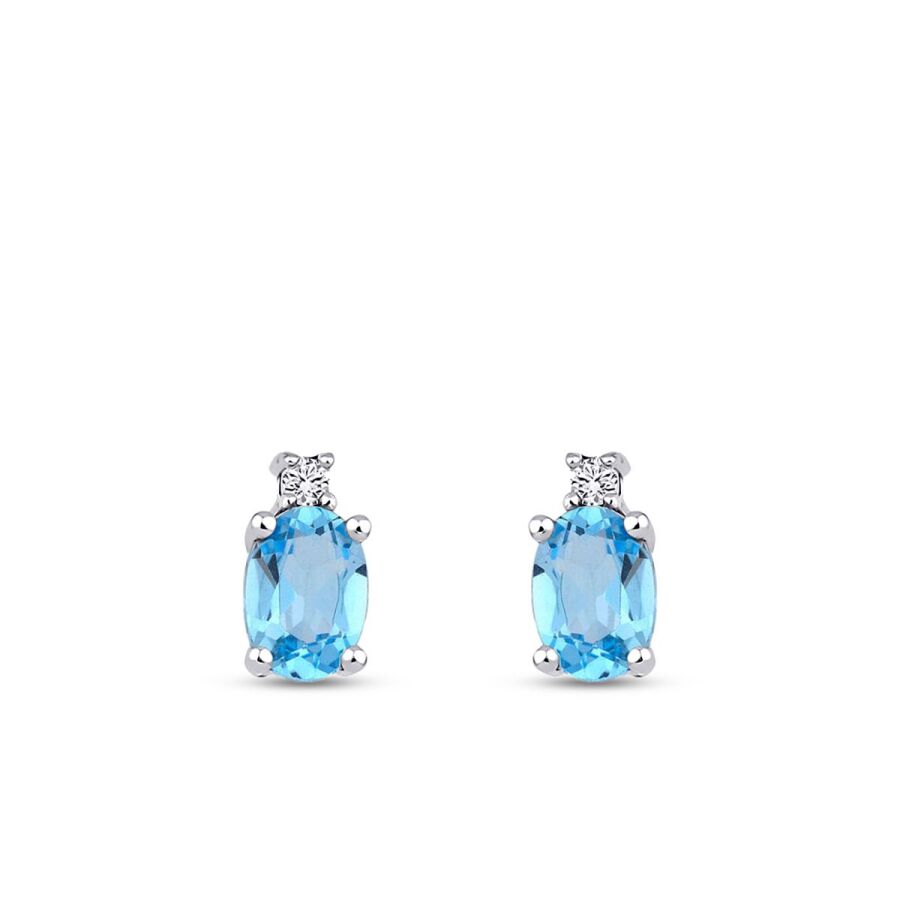 1,89 ct. Diamant Blauer Topas Ohrringe