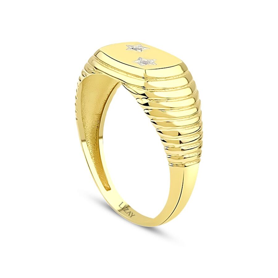 Trend-Ring mit Sternstein aus Gold
