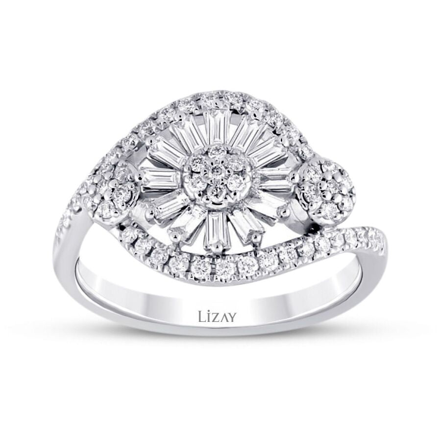 0,67 ct. Diamant Baguette Blumen Ring