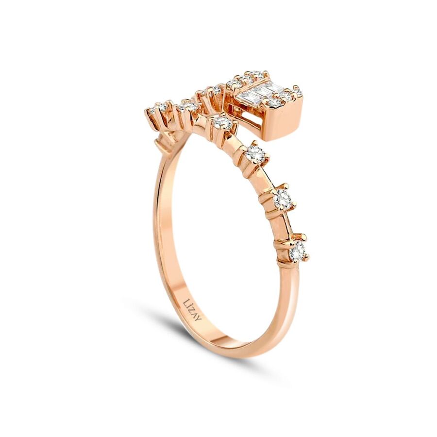 0,24 ct. Diamant Roségold Baguette Ring