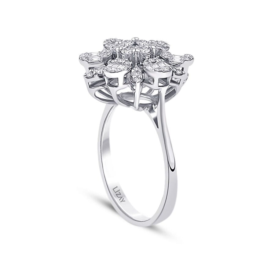 0,80 ct. Diamant Blumen Baguette Ring