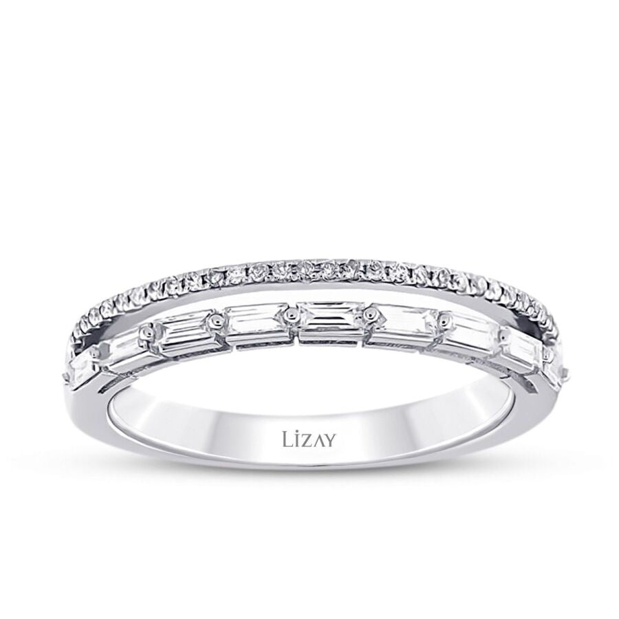 0.33 ct. Diamant Baguette Halb-Eternity Ring