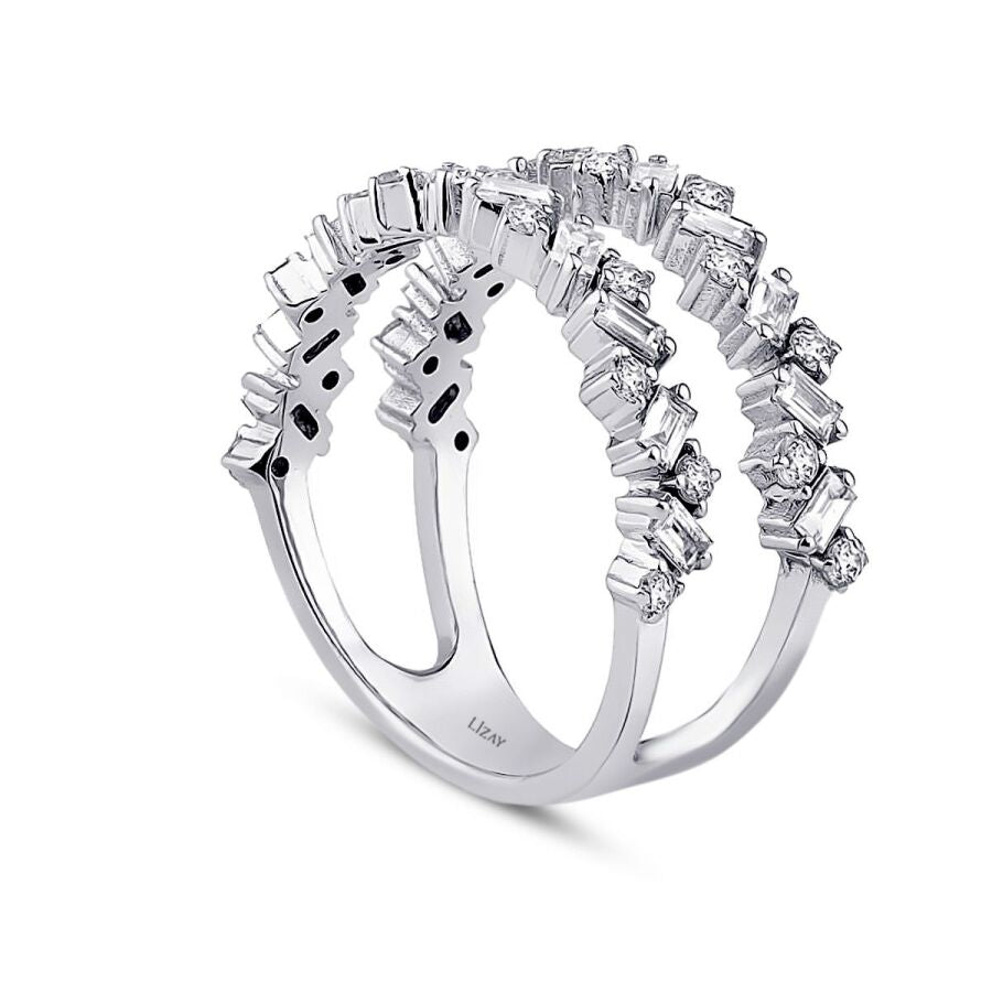 0,92 ct. Diamant Baguette Halb-Memoire-Ring