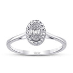 0,06 ct. Diamant Effekt Oval Baguette Ring