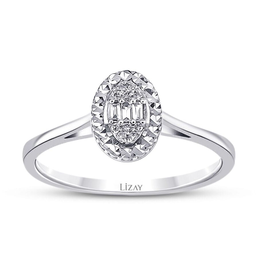 0.06 ct. Diamant Effekt Ovale Baguette Ring