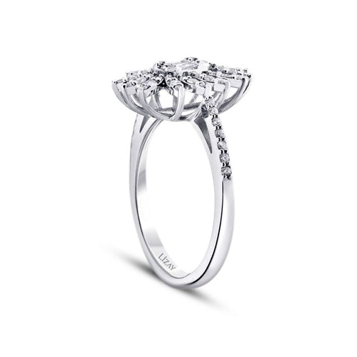 0,48 ct. Diamant Baguette Blumen Ring