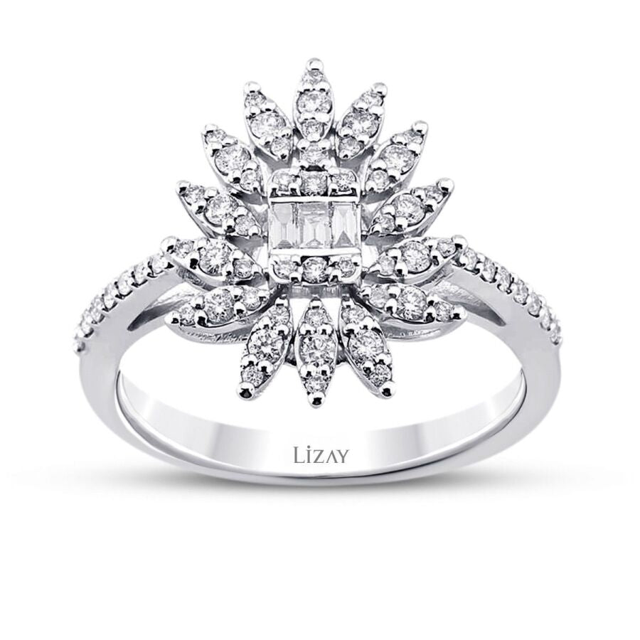 0,48 ct. Diamant Baguette Blumen Ring