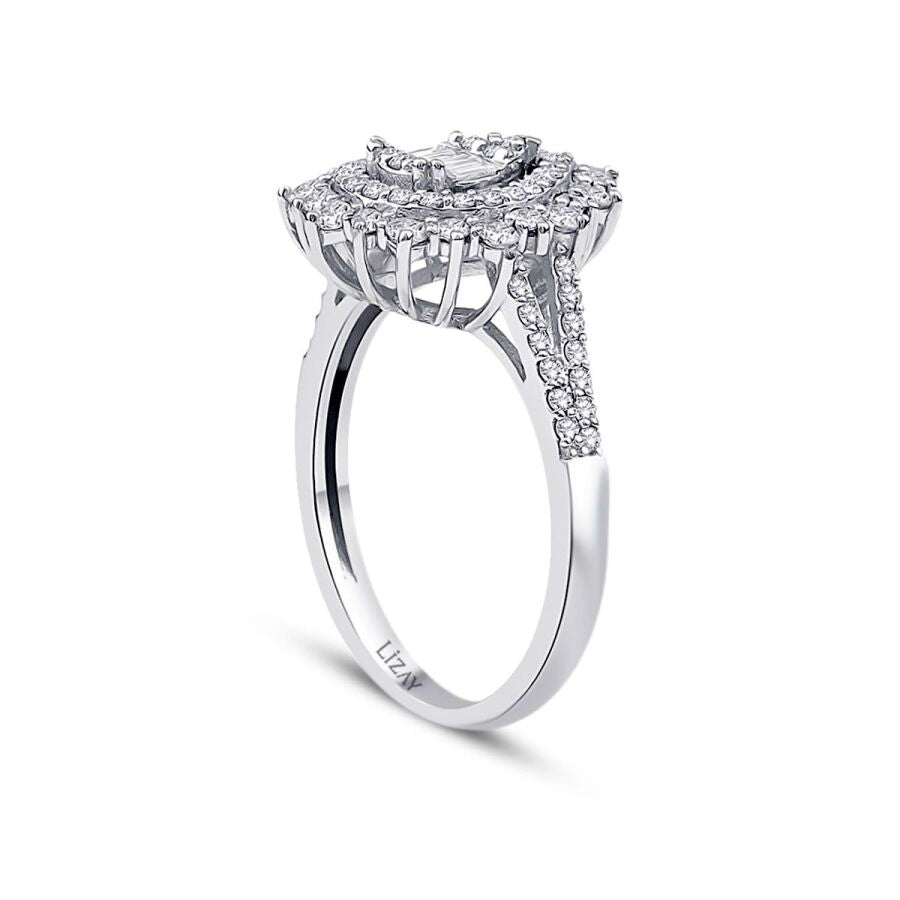 0,67 ct. Diamant Tropfen Baguette Ring
