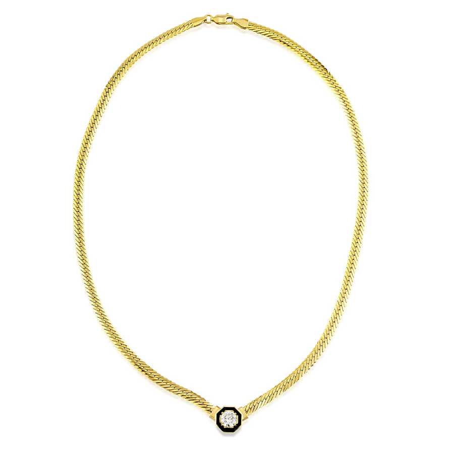 Halskette aus Gold mit schwarzer Emaille