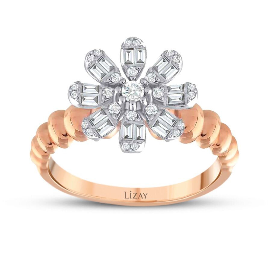 0,31 ct. Diamant Baguette Blumen Ring