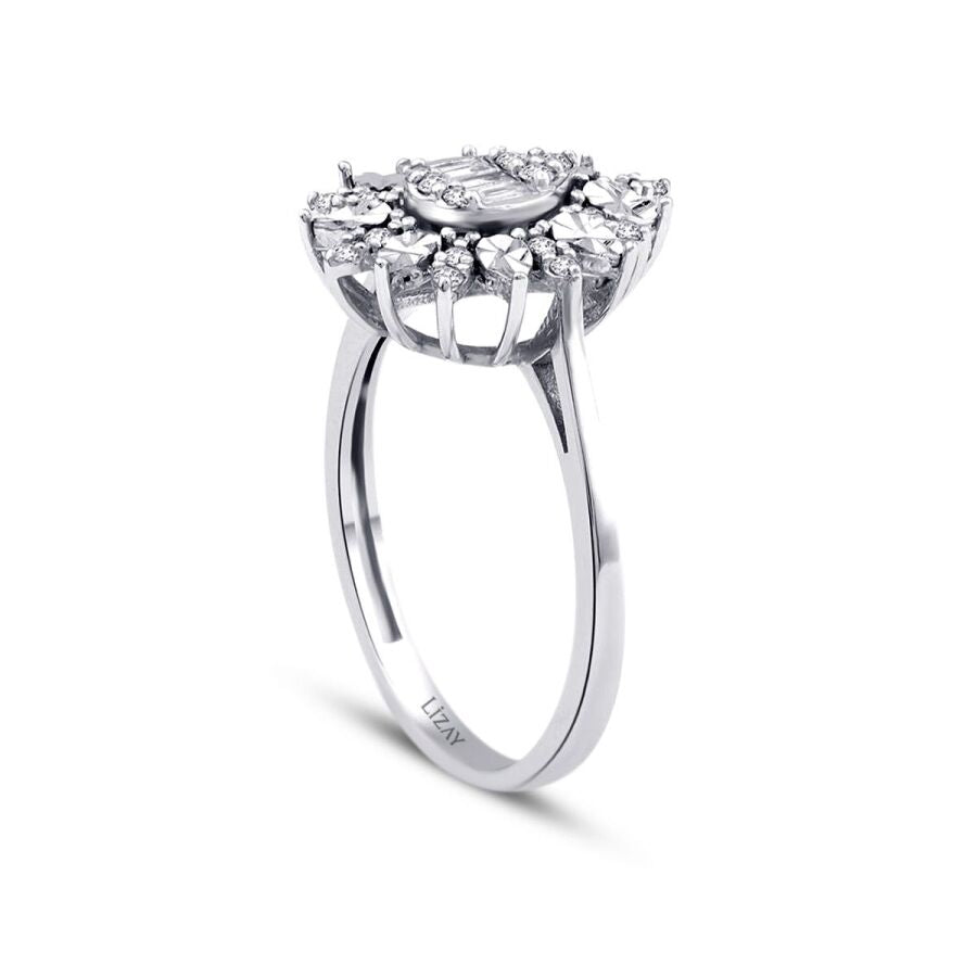 0,20 ct. Diamant Tropfen Baguette Ring
