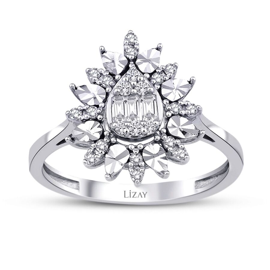 0,20 ct. Diamant Tropfen Baguette Ring