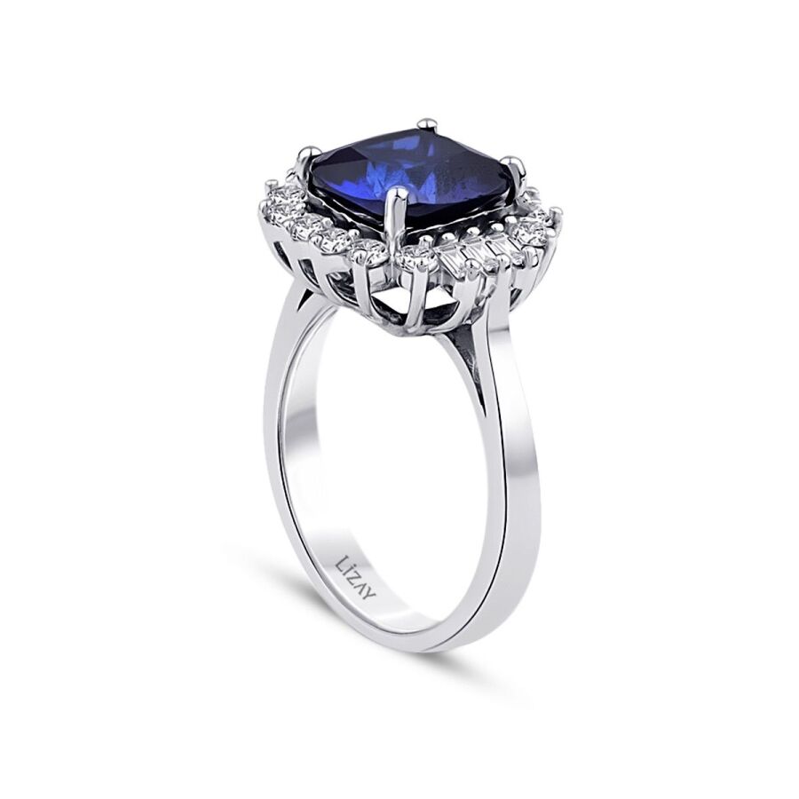 4.16 ct. Diamant  Baguette Saphir Ring