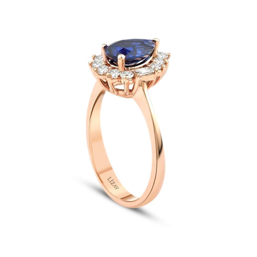 2,02 ct. Diamant Baguette Saphir Ring