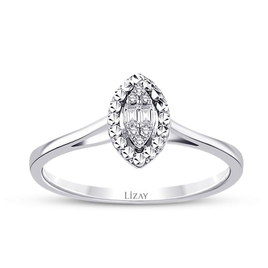 0,06 ct. Diamant Tropfen Baguette Ring