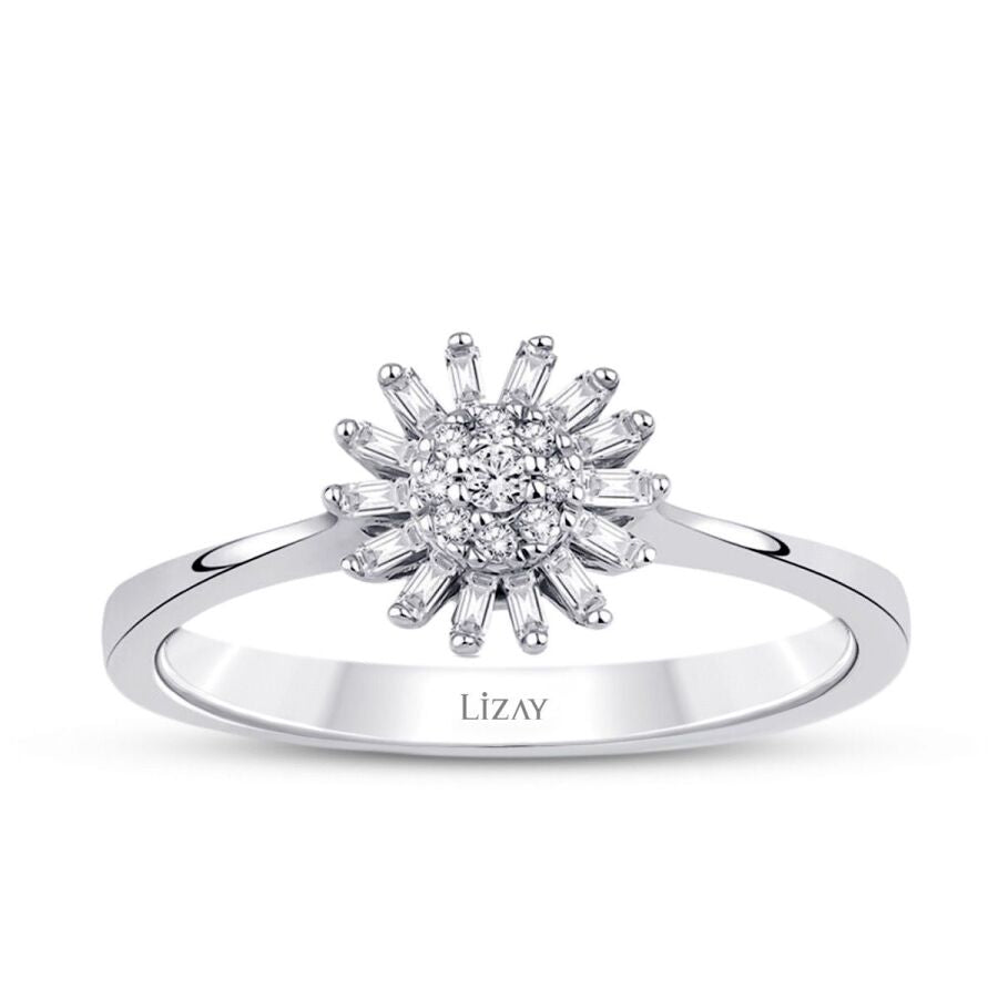 0,12 ct. Diamant Blumen Baguette Ring