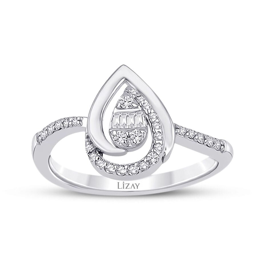 0,19 ct. Diamant Tropfen Baguette Ring