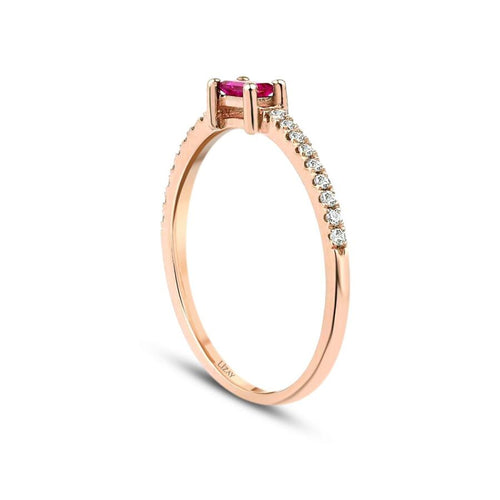 0,30 ct. Diamant Smaragd Schliff Rubin Ring
