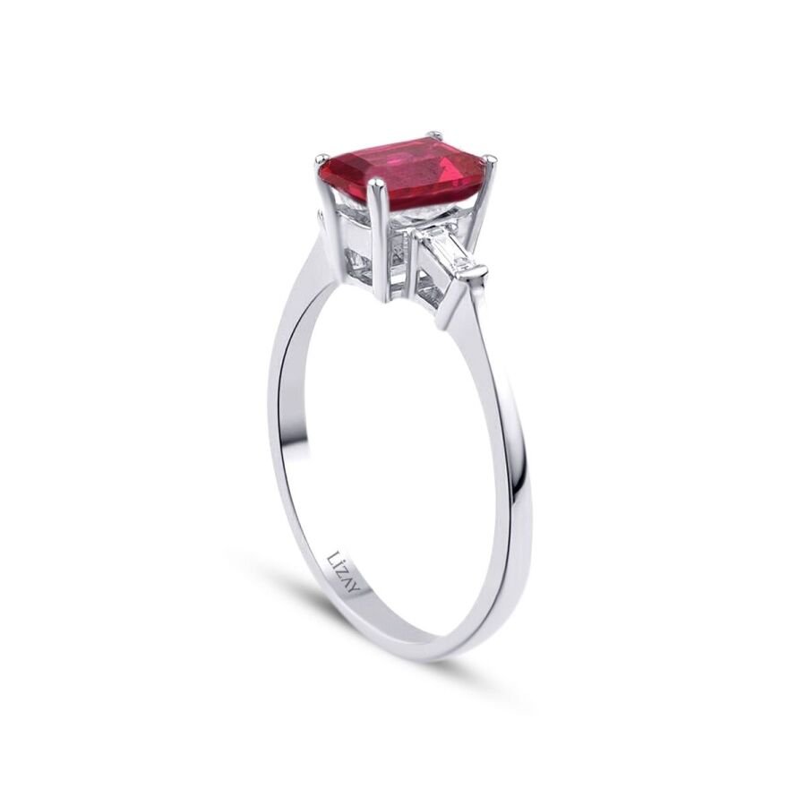 1.20 ct. Diamant Baguette Rubin Ring