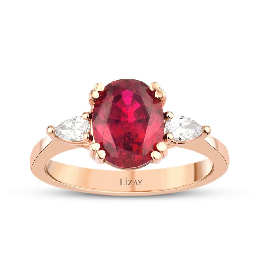 2.78 ct. Diamant Ovale Rubin Ring