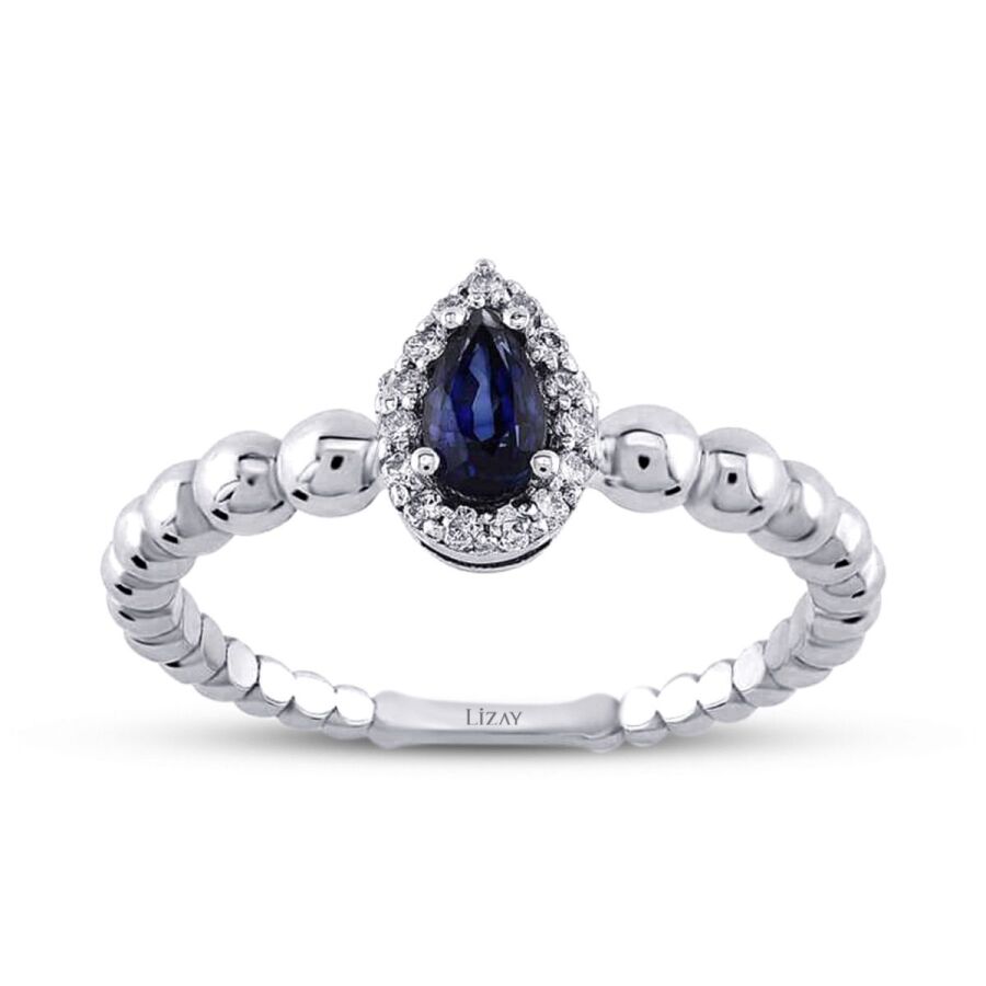 0.43 ct. Diamant Tropfen Saphir Ring
