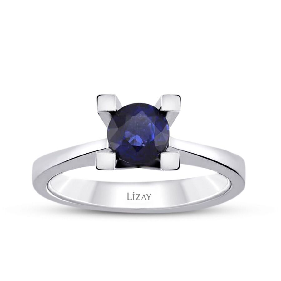 0.58 ct. Rund Solitär Saphir Verlobungsring