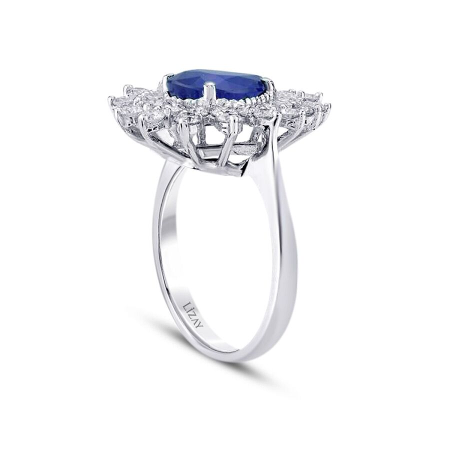 4,41 ct. Diamant Tropfen Saphir Ring