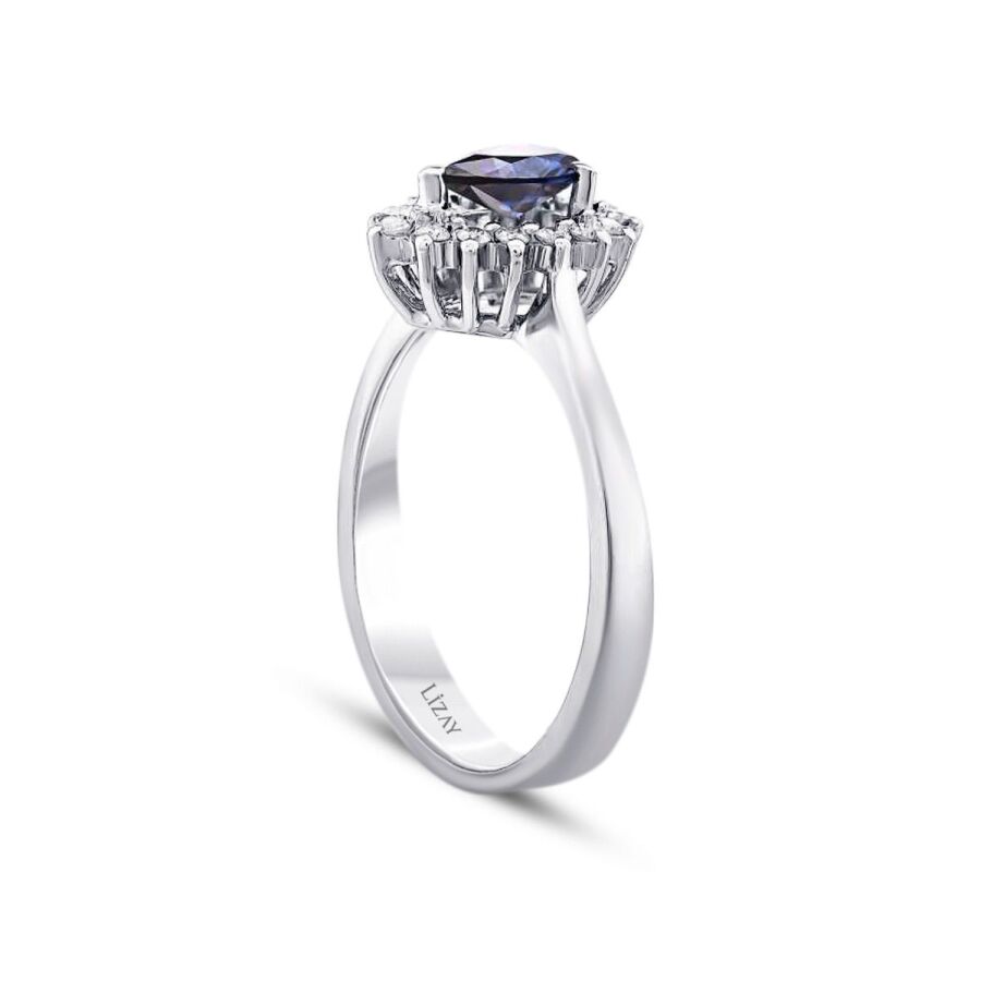 0.64 ct. Diamant Tropfen Saphir Ring