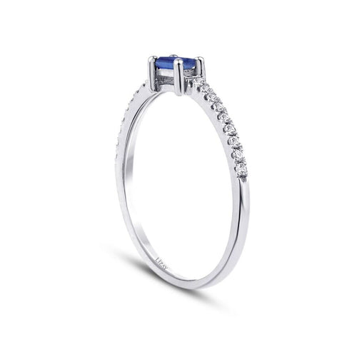 0.22 ct. Diamant Saphir Smaragd Schliff Ring
