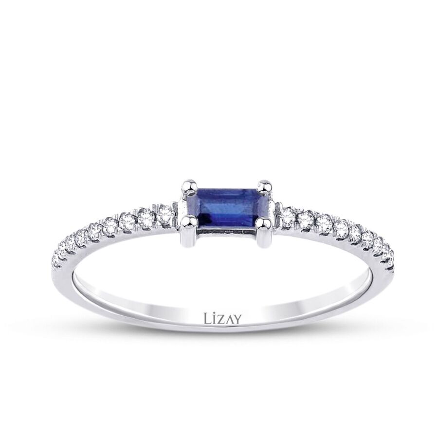 0,22 ct. Diamant Saphir Smaragd Schliff Ring