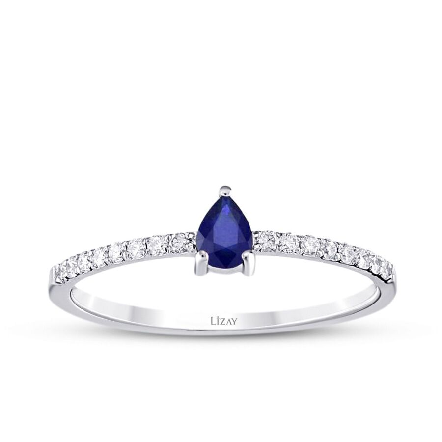 0.36 ct. Diamant Tropfen Saphir Ring