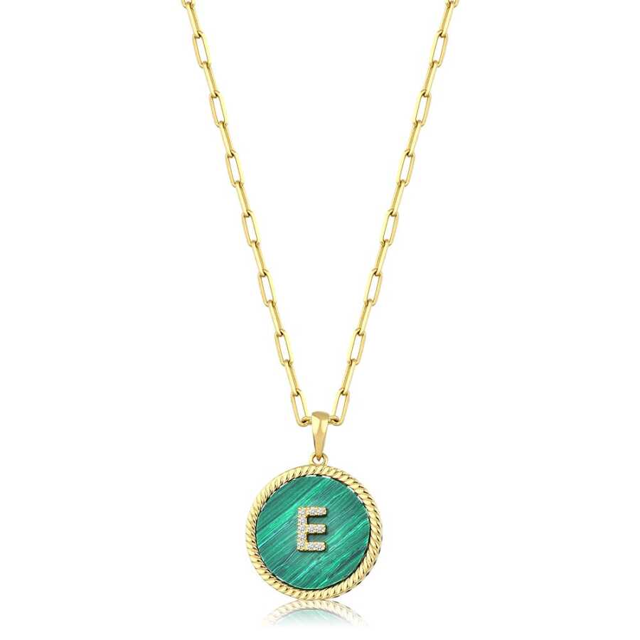 Gold Grüne Emaille Buchstaben Halskette