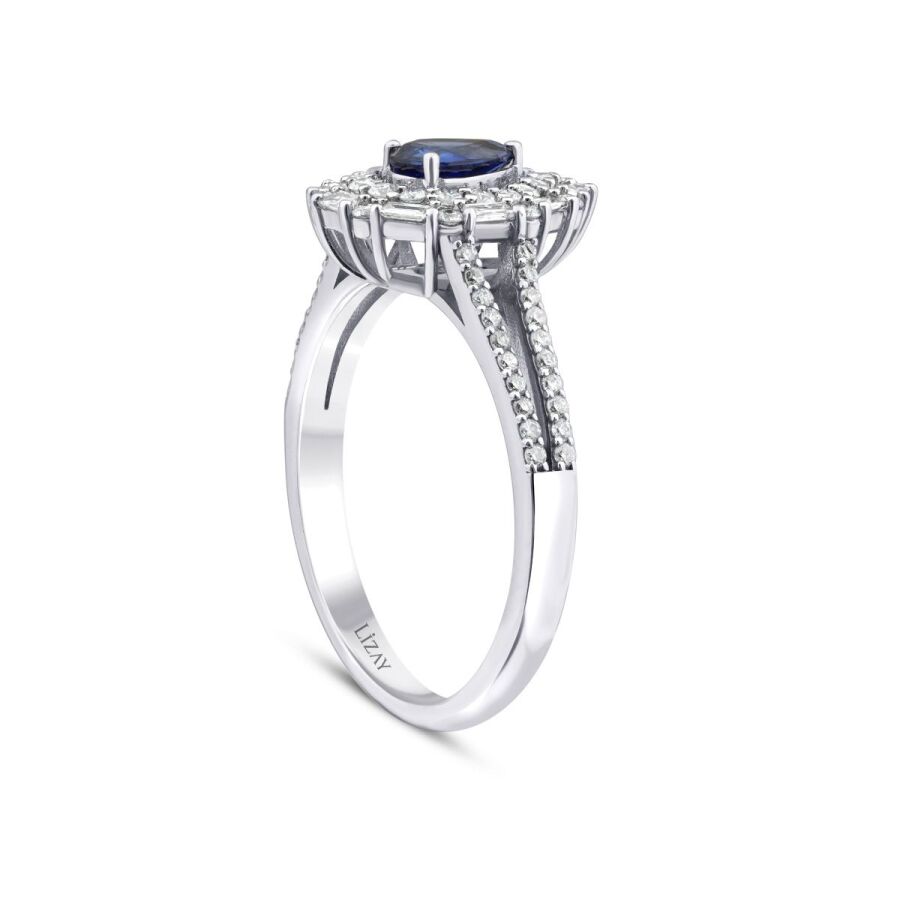 1.30 ct. Diamant Tropfen Saphir Ring