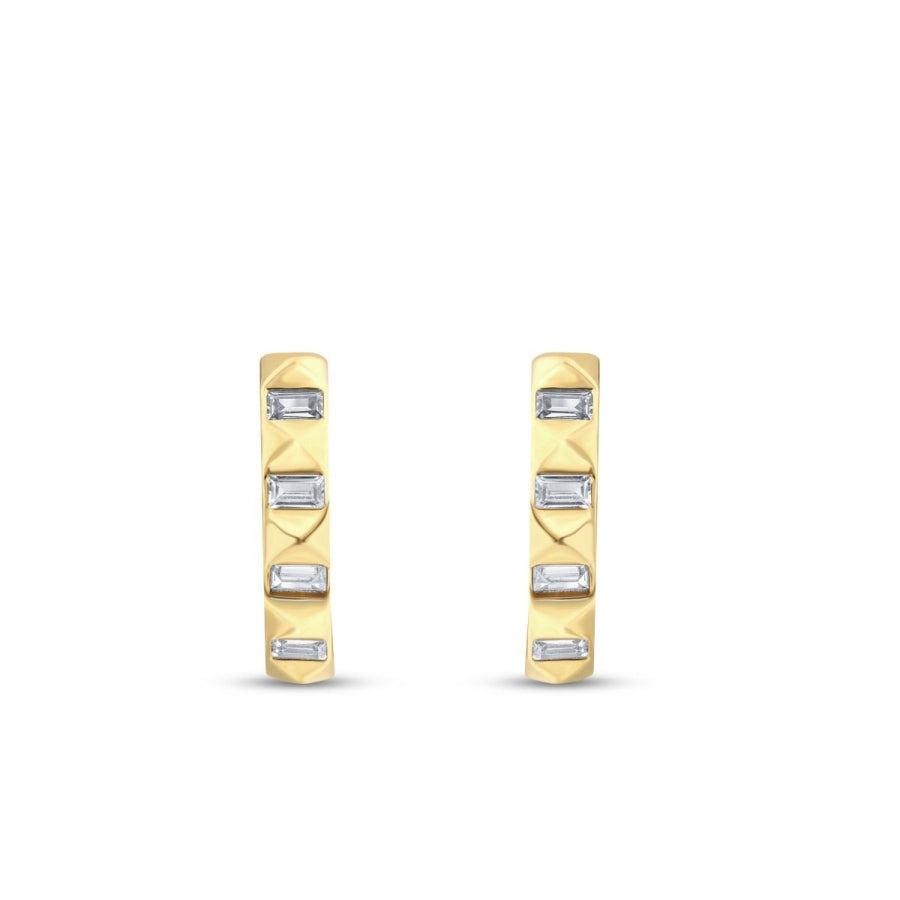 Creolenohrring mit Baguette-Steinen aus Gold