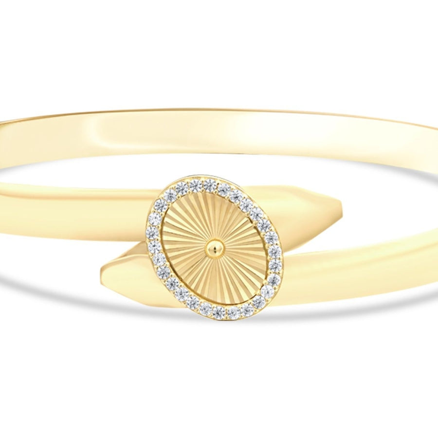 Gold Armreif mit Effektstein Knopfdesign