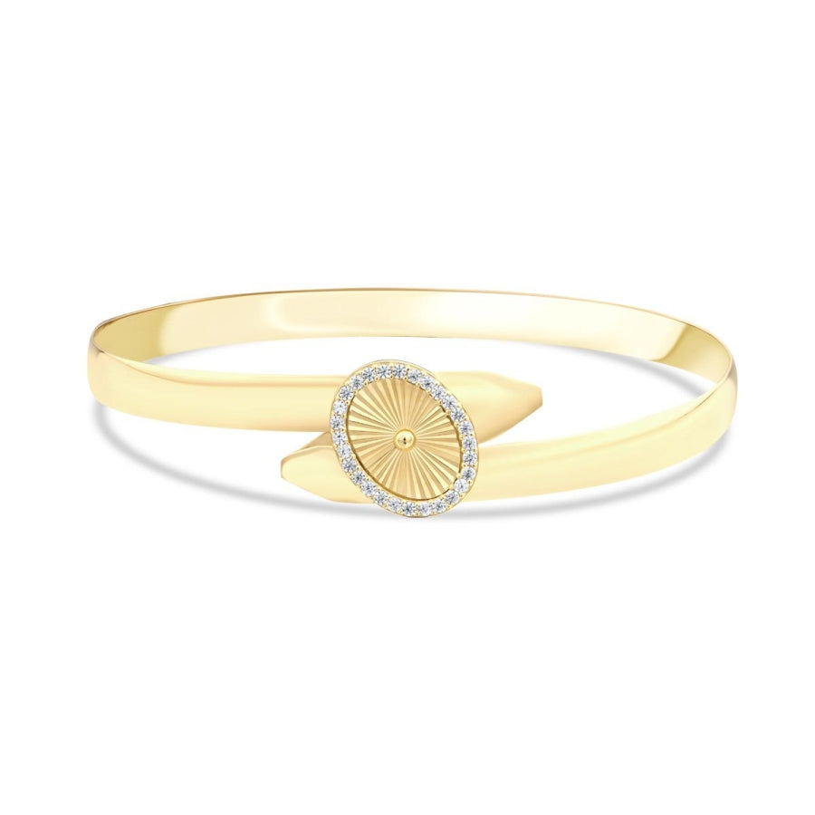 Gold Armreif mit Effektstein Knopfdesign