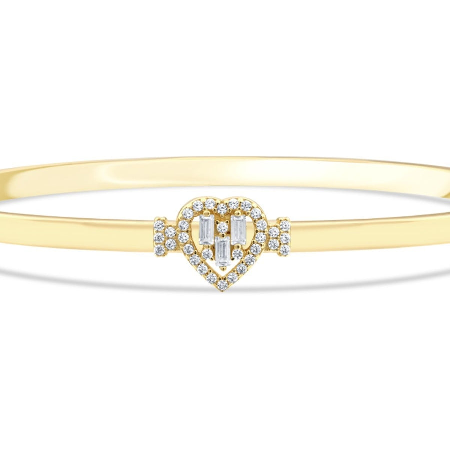 Herz-Baguette-Armreif aus Gold