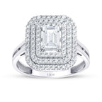 Ring mit drei Reihen Baguette-Steinen aus Gold