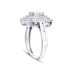 Ring mit drei Reihen Baguette-Steinen aus Gold