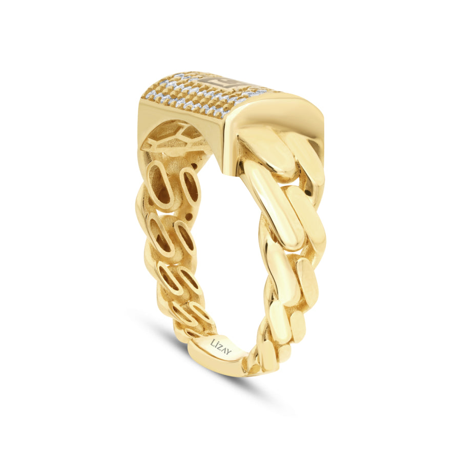 Kettenring mit Stein aus Gold