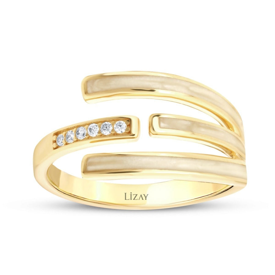 Spiralring mit Emaille aus Gold