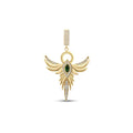 Charm-Engel mit grünem Stein aus Gold