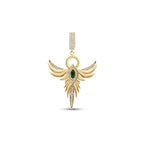 Gold Anhänger Engel mit Grünem Stein