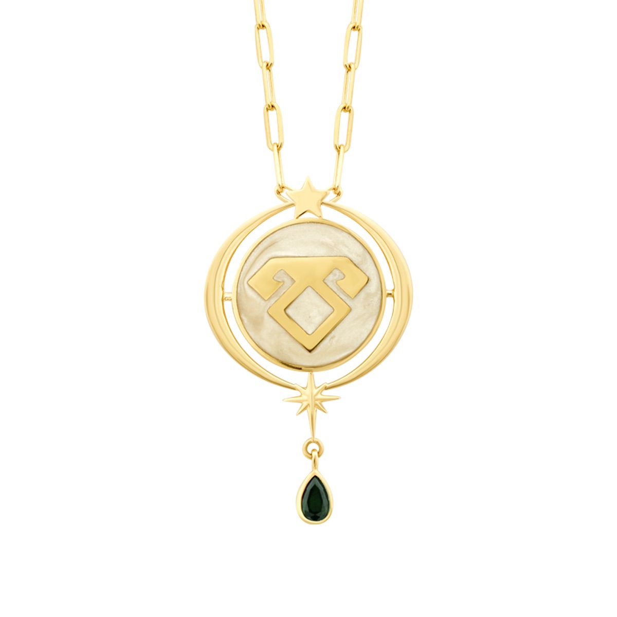 Gold Emaille Halskette mit Elibelinde-Motiv