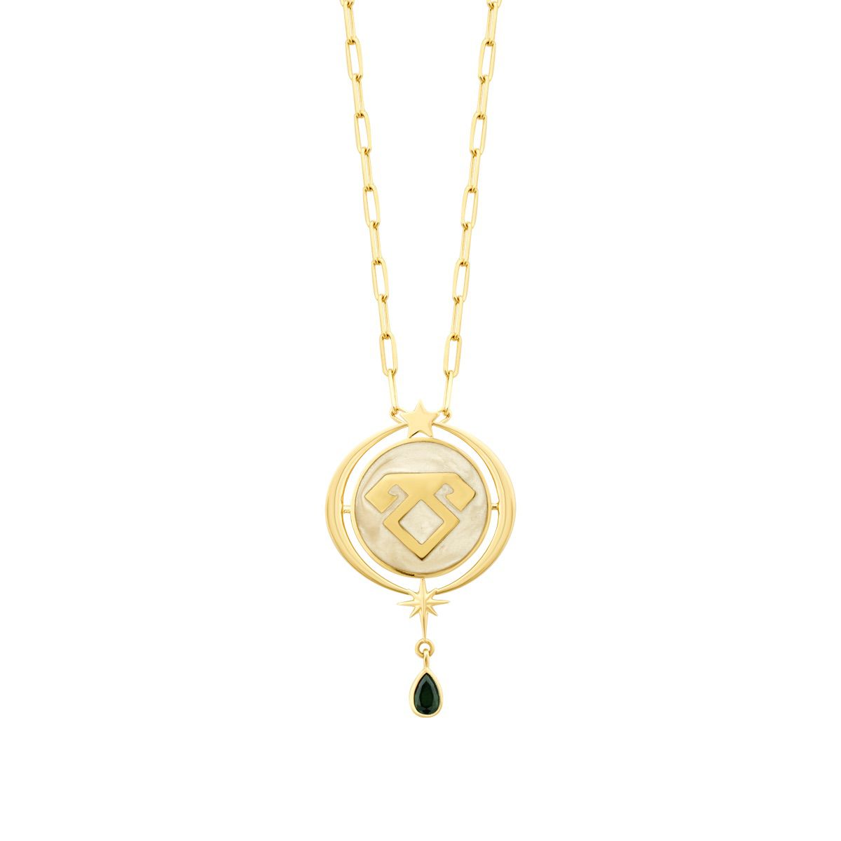 Gold Emaille Halskette mit Elibelinde-Motiv