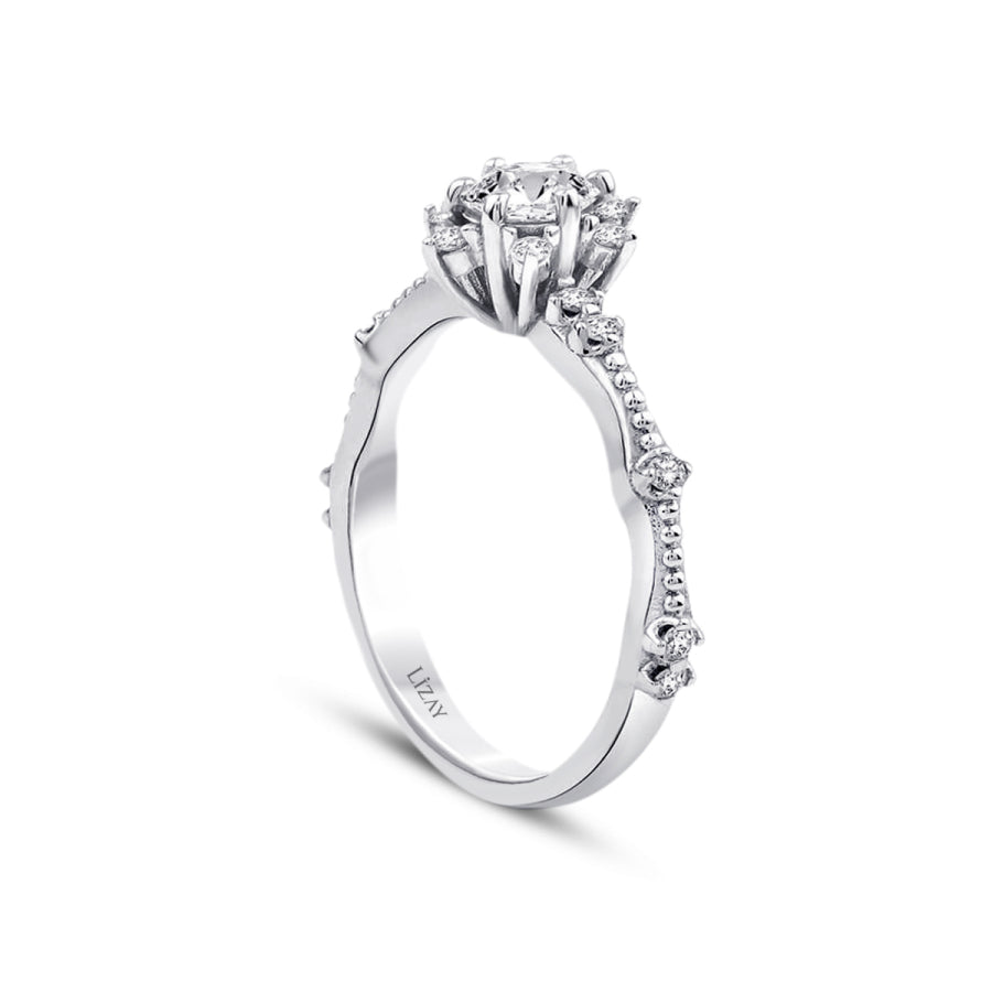 0.50 ct. Diamant Lotus Rund Solitär Verlobungsring Ring
