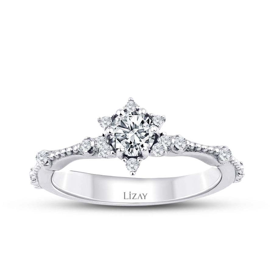 0.50 ct. Diamant Lotus Rund Solitär Verlobungsring Ring
