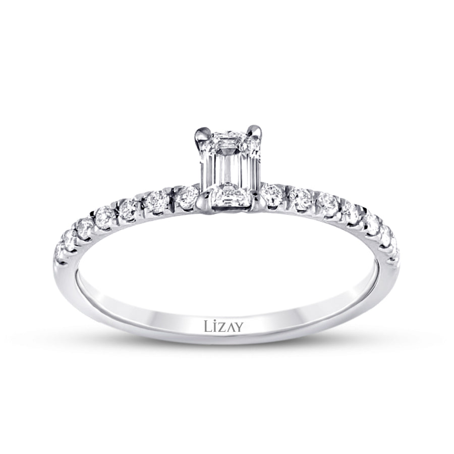 0.87 ct. Diamant Smaragd-Schliff Solitär Verlobungsring