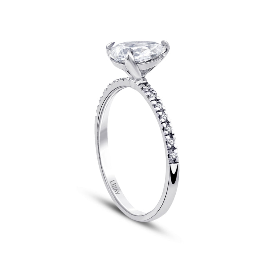 1,12 ct. Diamant Tropfen Solitär Verlobungsring