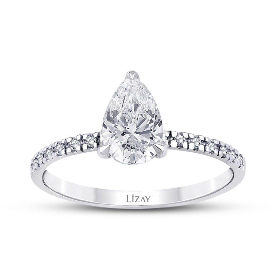 1.12 ct. Diamant Tropfen Solitär Verlobungsring